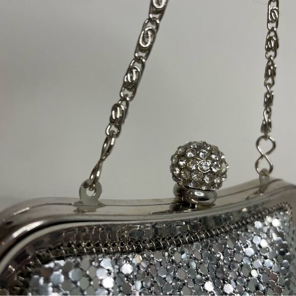 COPY - KATE LANDRY silver metallic mesh rhinestone evening purse formal event - Picture 8 of 15